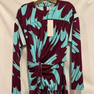 Stella McCartney US Size 8/Eur 40 Turquoise and Maroon Long Sleeved Short Dress
